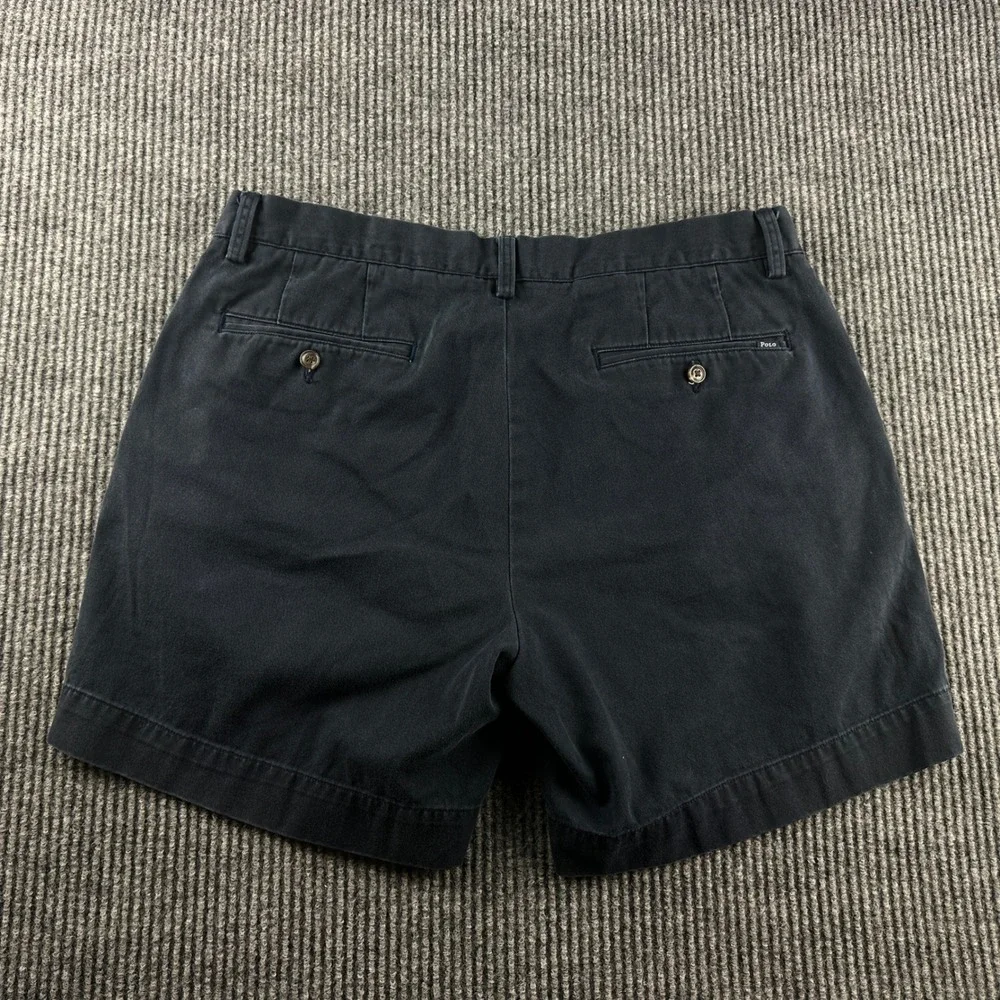 Polo Ralph Lauren Mens Classic Fit 6 Inch Chino Shorts Navy Blue Cotton Size 34